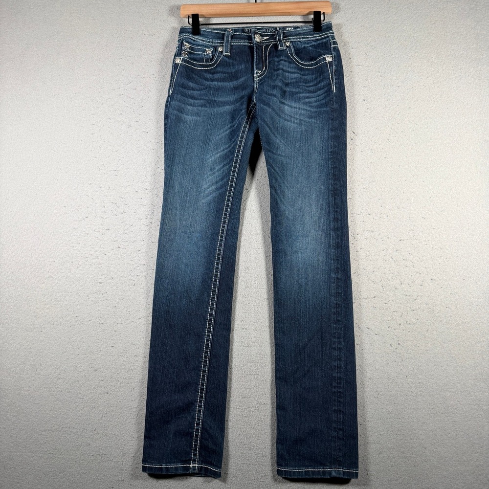 Miss Me‎ Girls Skinny Jeans Dark Wash Cross Embroidery KE8180S2 Blue Size 16